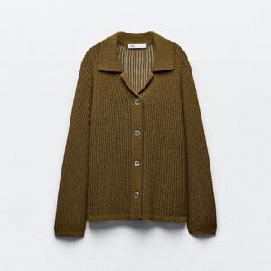 ZARA OVERSIZED KNIT POLO CARDIGAN